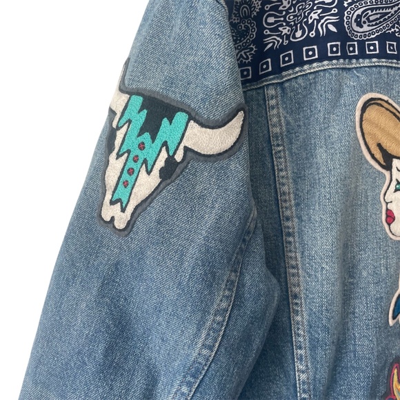 Custom Patch Western Denim Jean Jacket - Picture 8 of 12